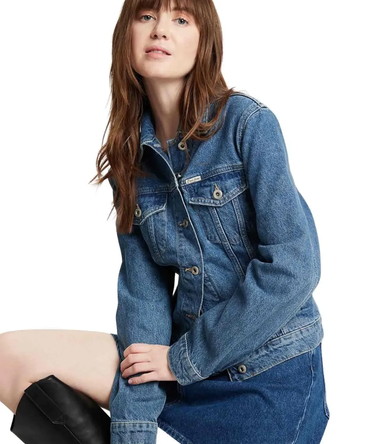 Cross Jeansjacke in Mittelblau mit recycelter Baumwolle