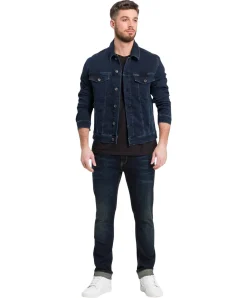 CROSS Jeansjacke mit Regular Fit in Schwarzblau