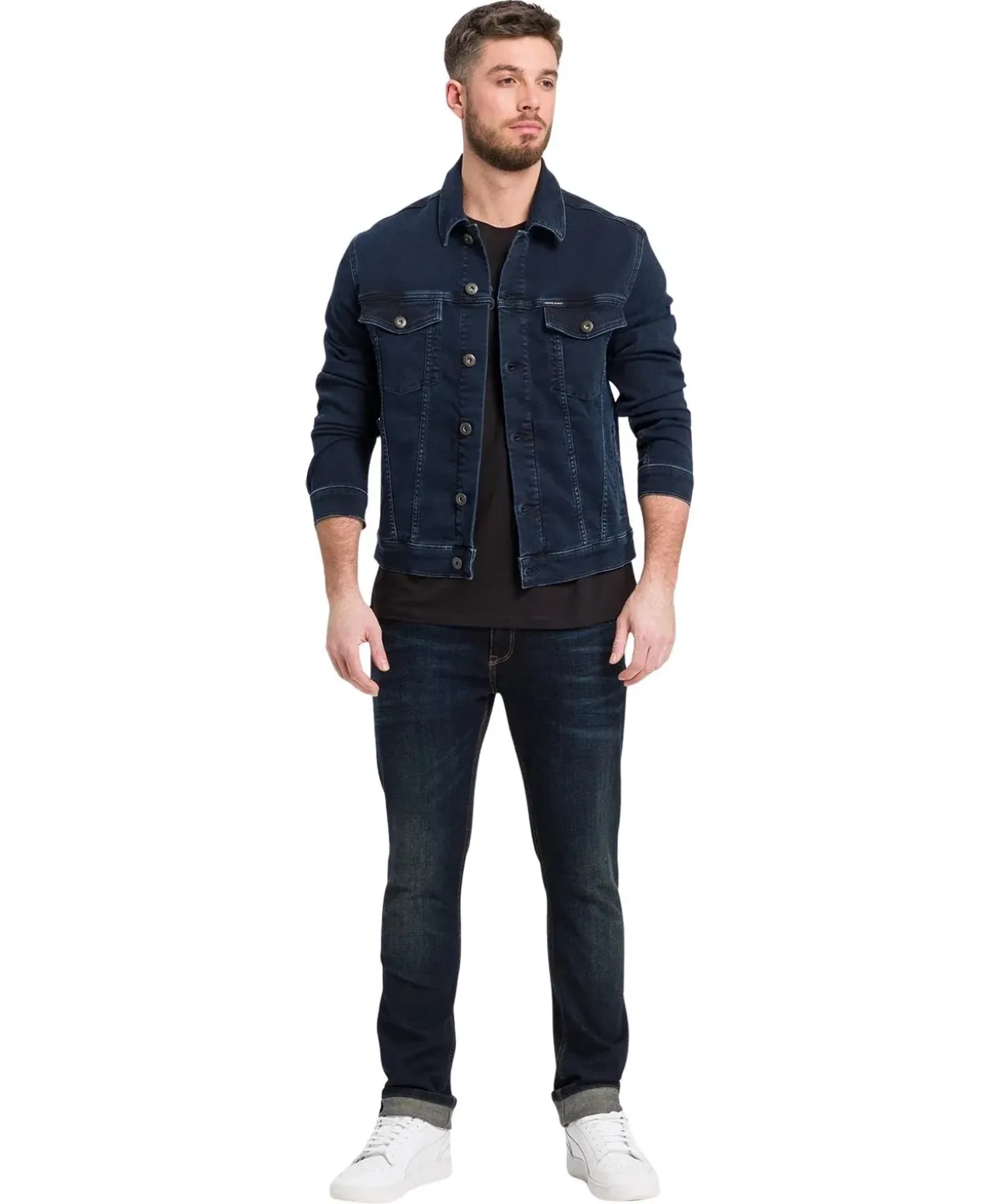 CROSS Jeansjacke mit Regular Fit in Schwarzblau
