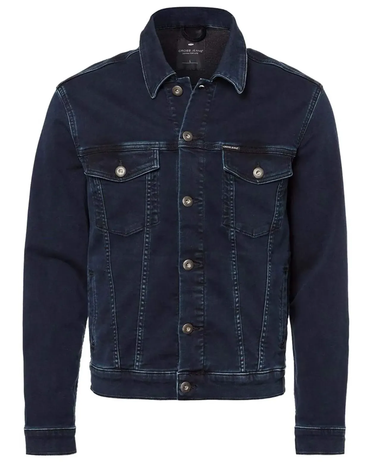 CROSS Jeansjacke mit Regular Fit in Schwarzblau