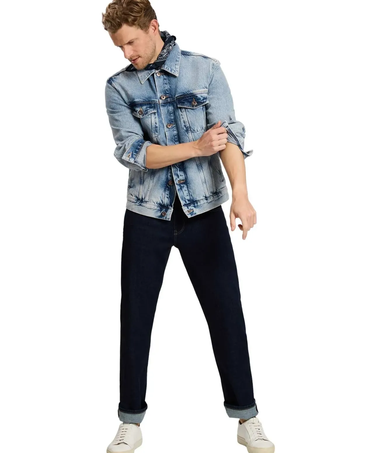 CROSS Jeansjacke mit Regular Fit in hellblauer Waschung
