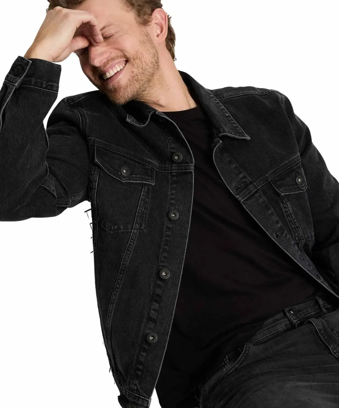 CROSS Jeansjacke mit Regular Fit in schwarzer-Waschung