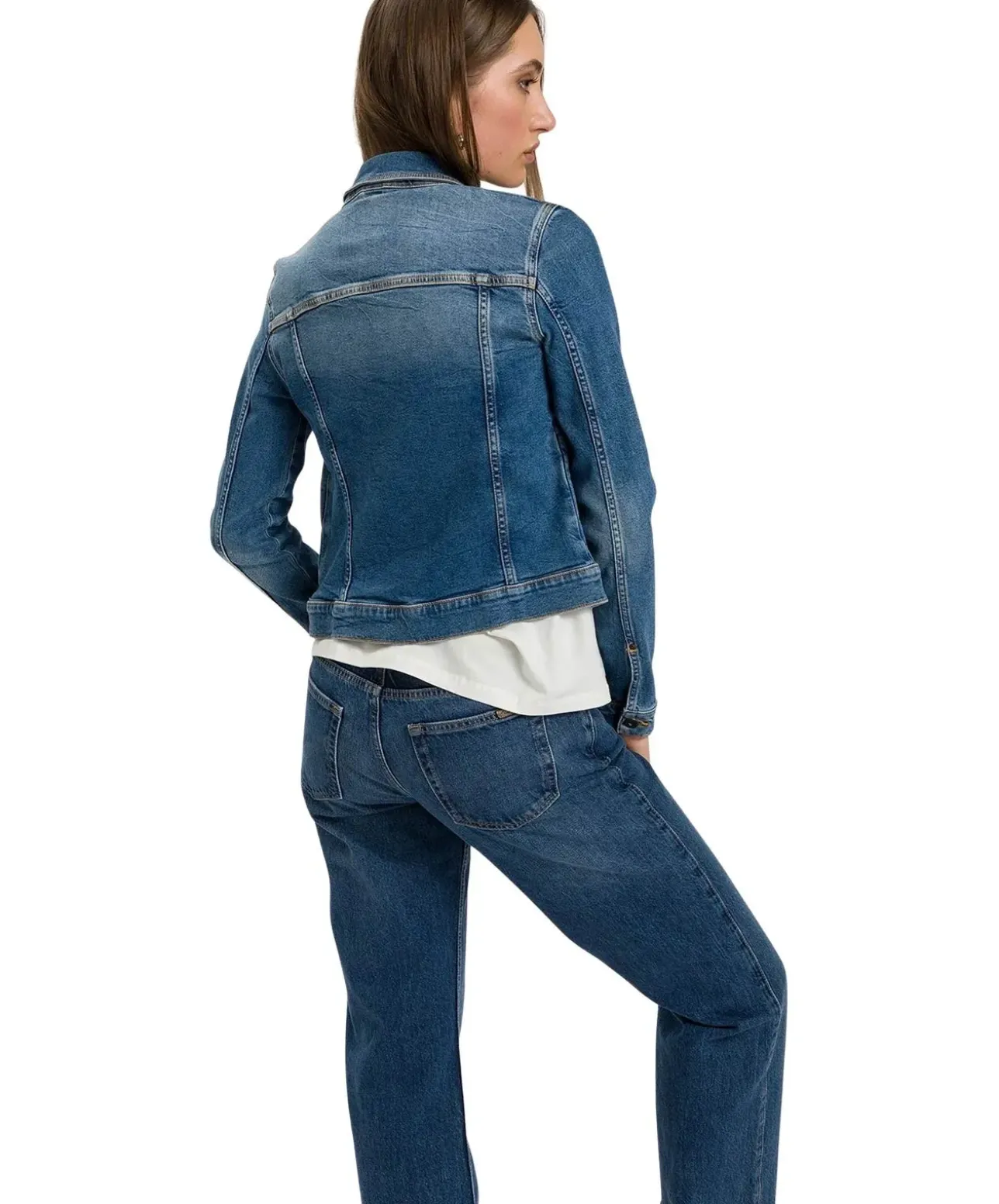 Cross Jeansjacke Slim Fit in Mittelblau