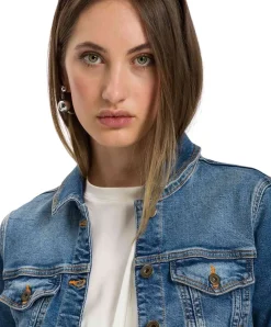 Cross Jeansjacke Slim Fit in Mittelblau
