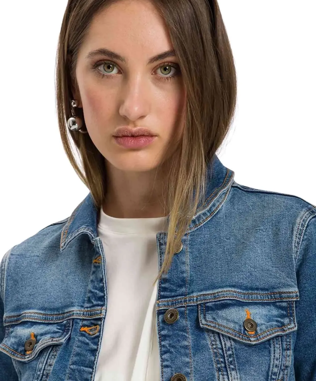 Cross Jeansjacke Slim Fit in Mittelblau