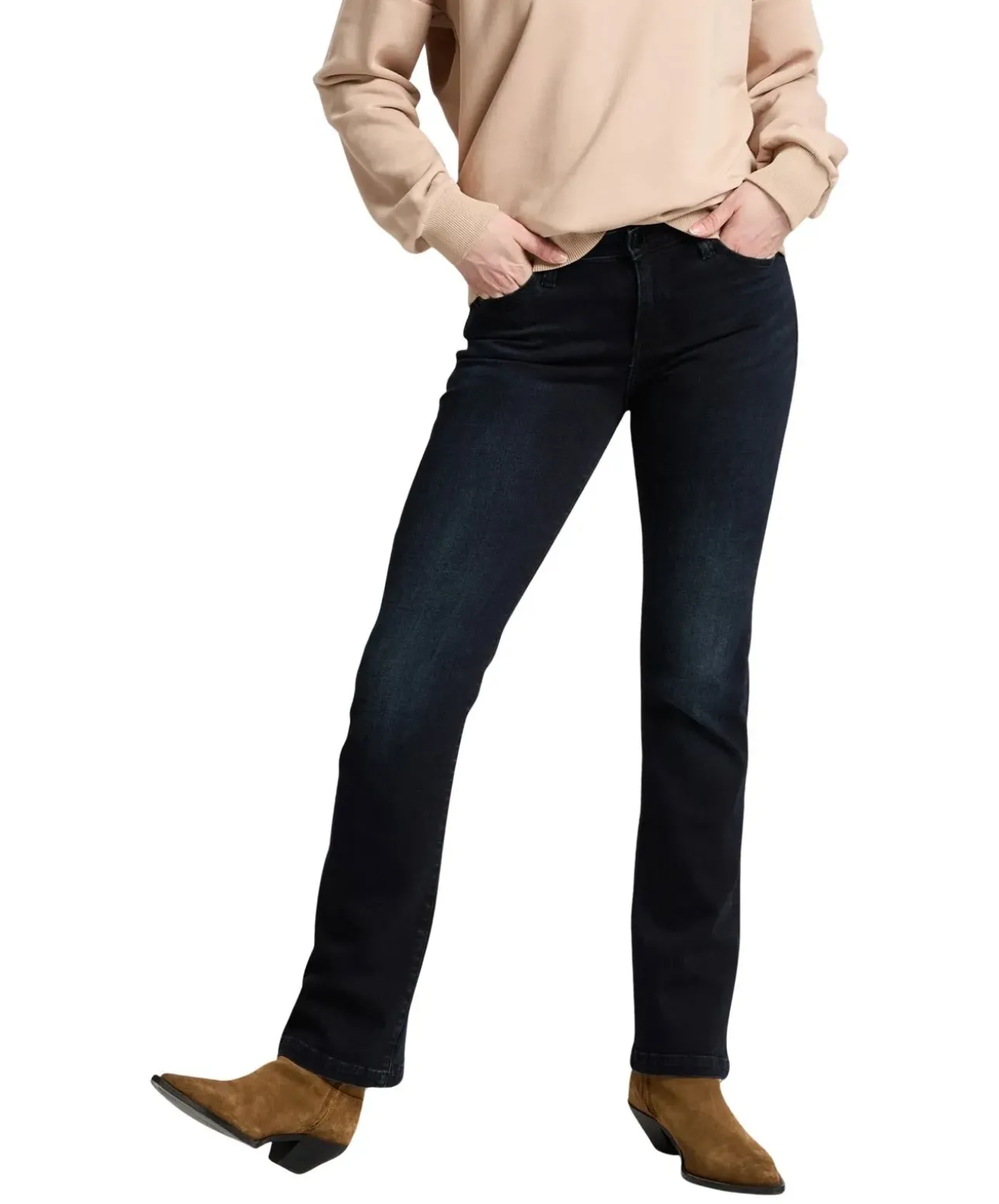 Cross Lauren Jeans in Blue Black mit ausgestelltem Bein