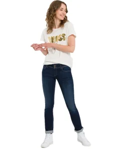 Cross Loie Jeans Regular Fit in Dunkelblau mit Doppelknopf