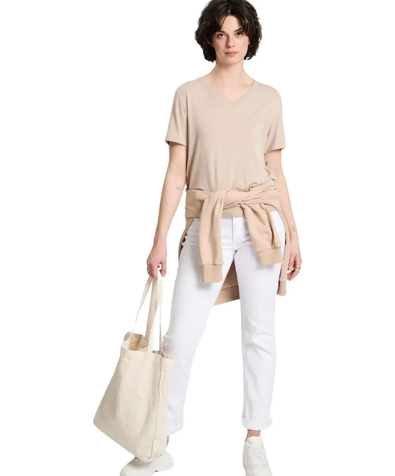 Cross Rose Jeans mit hohem Bund in Weiß