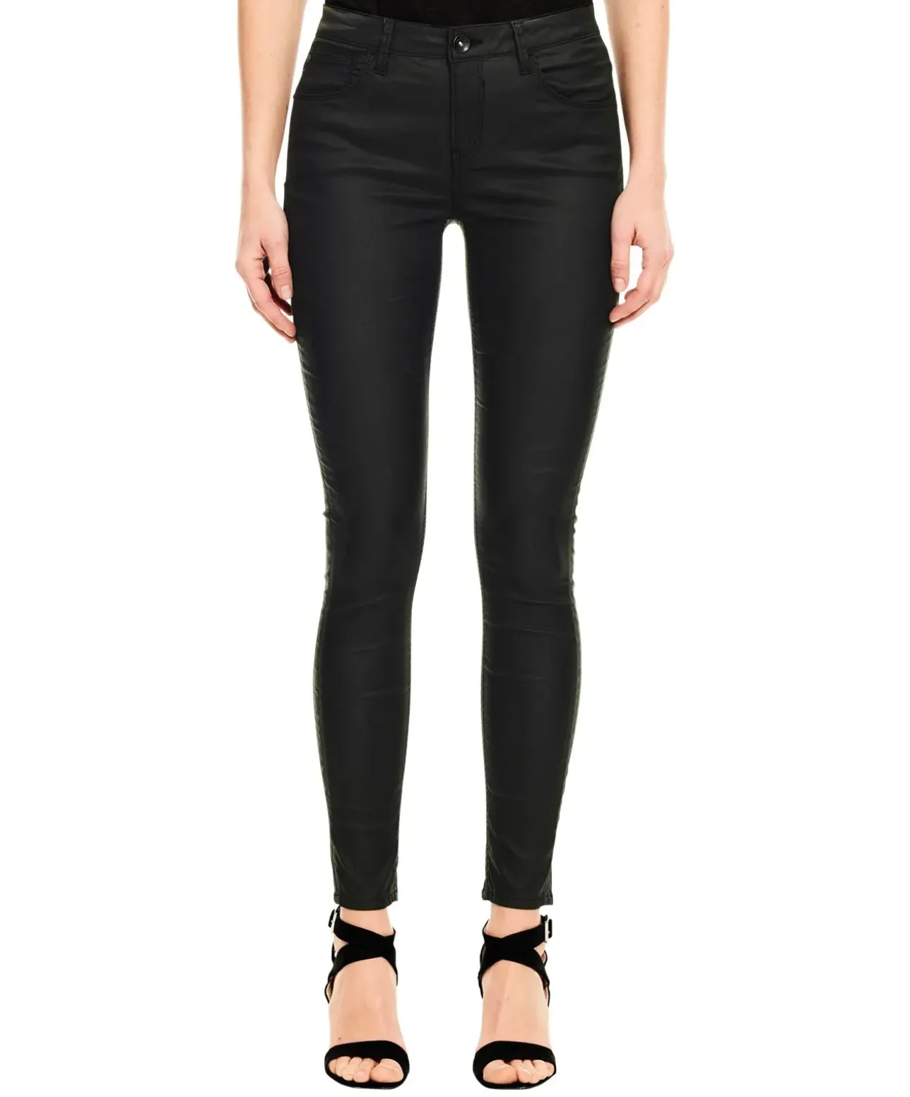 Garcia Damen Jeans Superslim Celia aus schwarzem Coated-Denim
