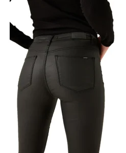 Garcia Damen Jeans Superslim Celia aus schwarzem Coated-Denim