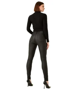 Garcia Damen Jeans Superslim Celia aus schwarzem Coated-Denim