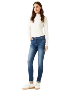 Garcia Jeans Slim Fit Celia 244 in mittelblauem Used-Look