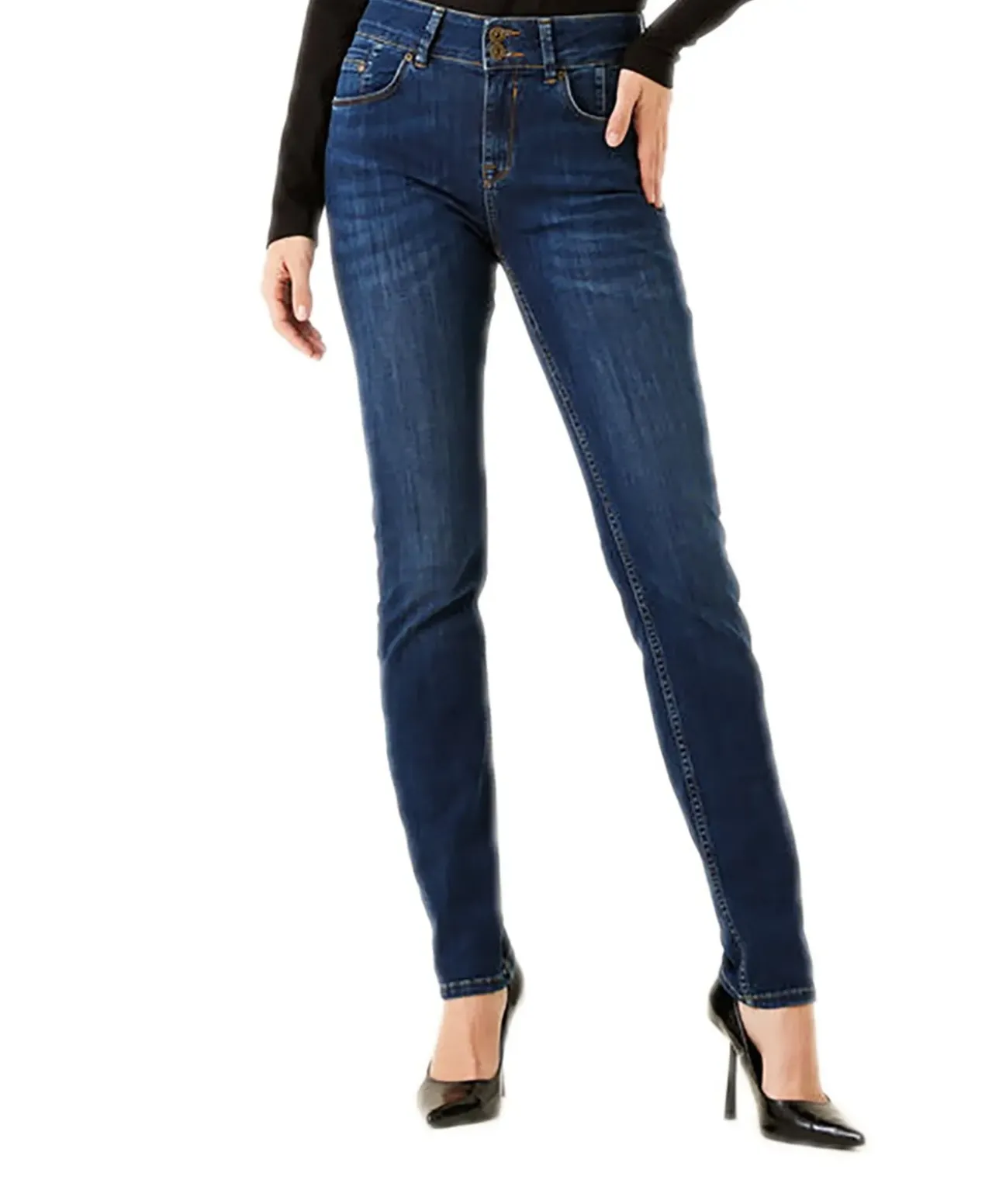 Garcia Jeans Slim Fit Curved Caro 285 in blauem Dark Used