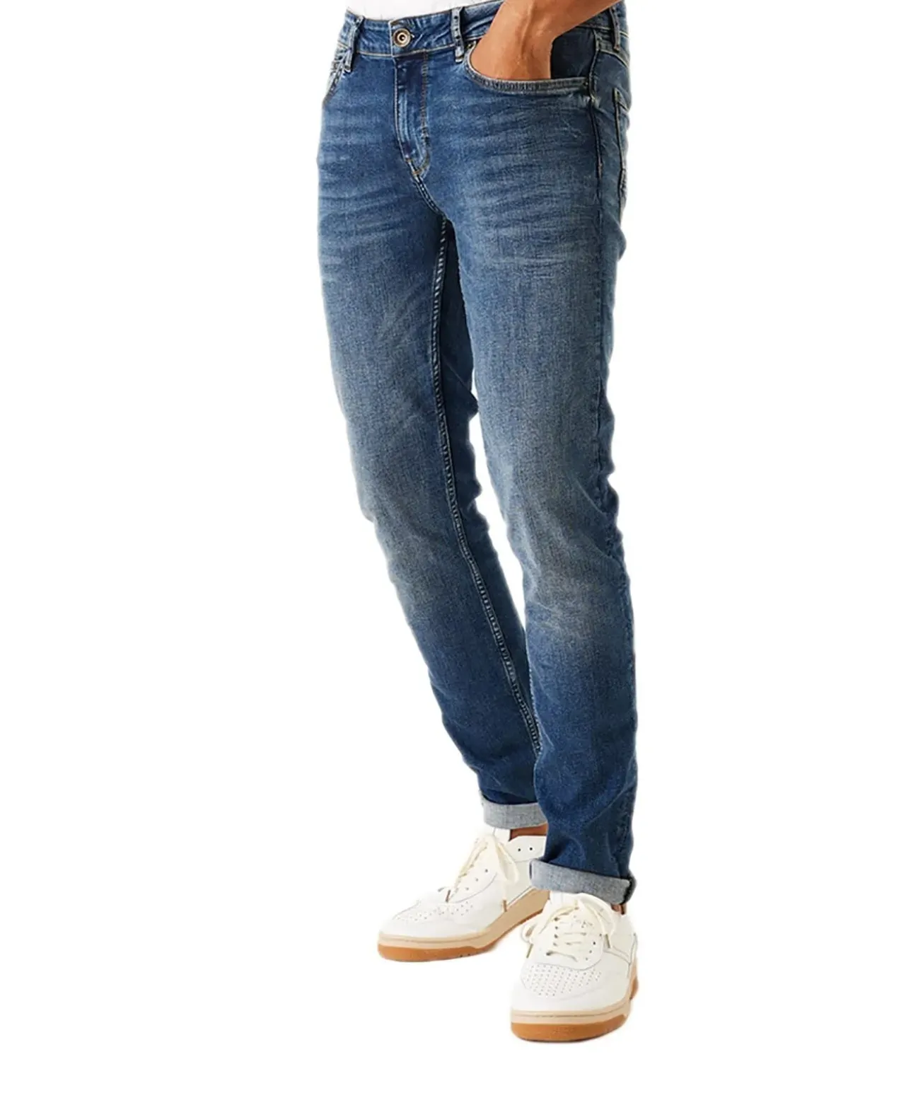 Garcia Jeans Slim Fit Fermo 650 im mittelblauem Used