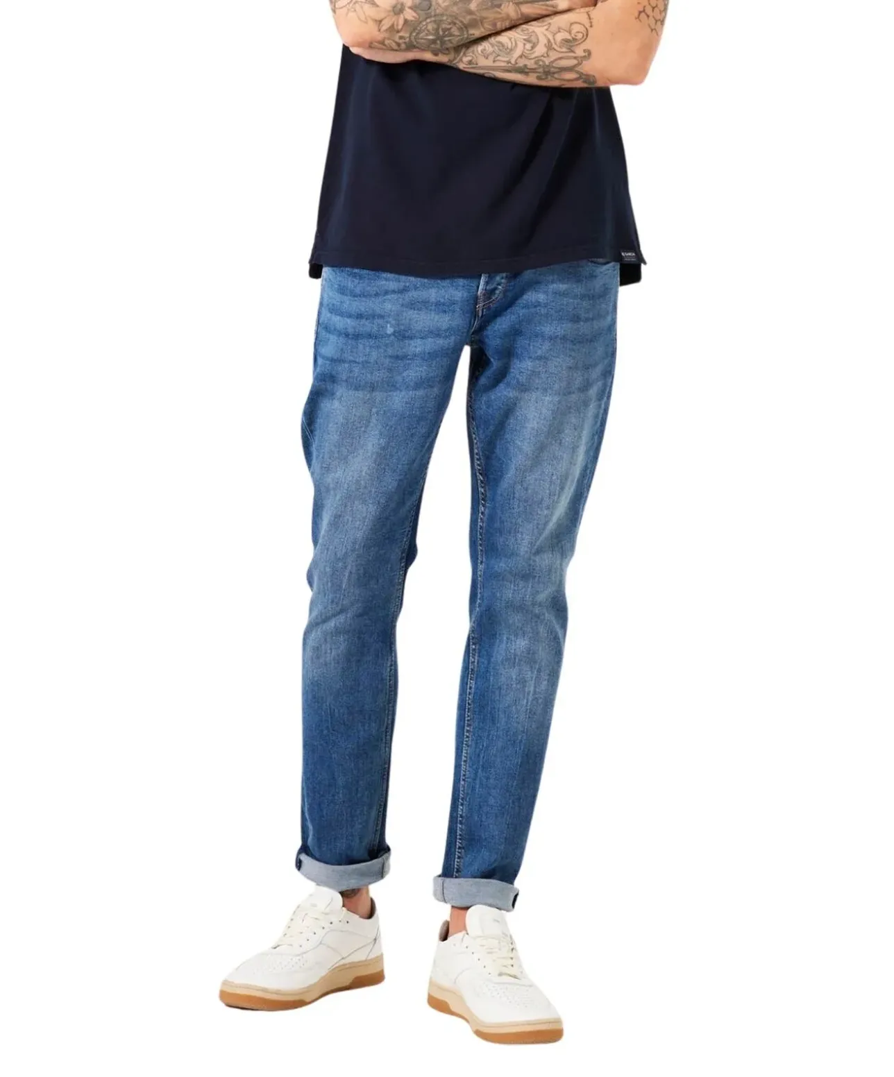 Garcia Savio Jeans Slim Fit in mittelblauem Used-Look