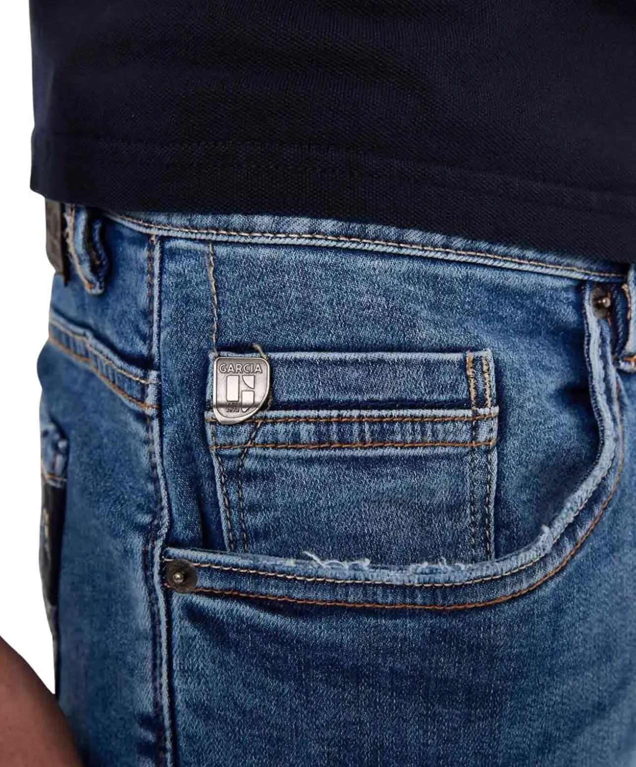 Garcia Savio Jeans Slim Fit in mittelblauem Used-Look