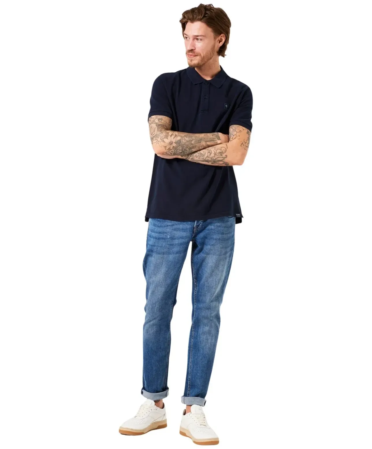 Garcia Savio Jeans Slim Fit in mittelblauem Used-Look