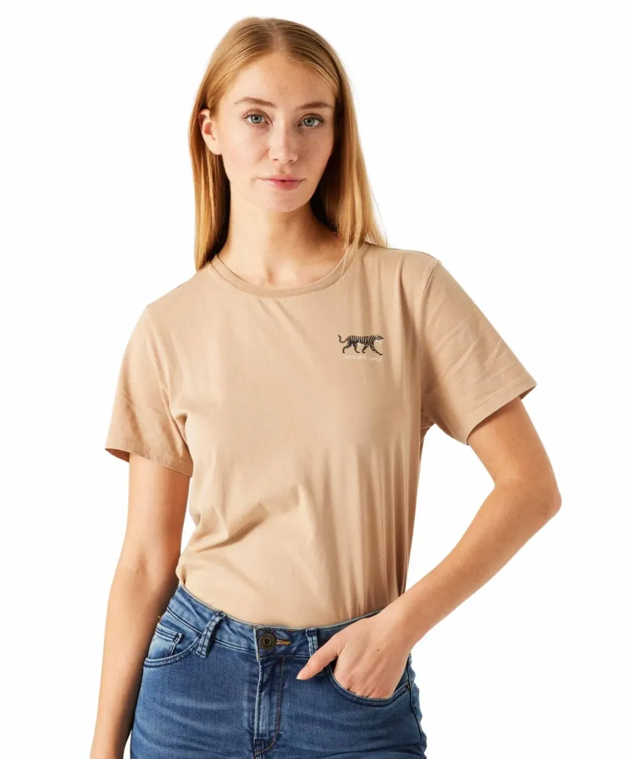 Garcia T-Shirt in beige mit kleinem Brustprint
