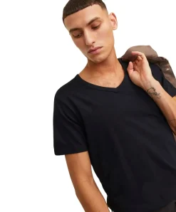 Jack & Jones Basic T-Shirt mit V-Neck in Schwarz
