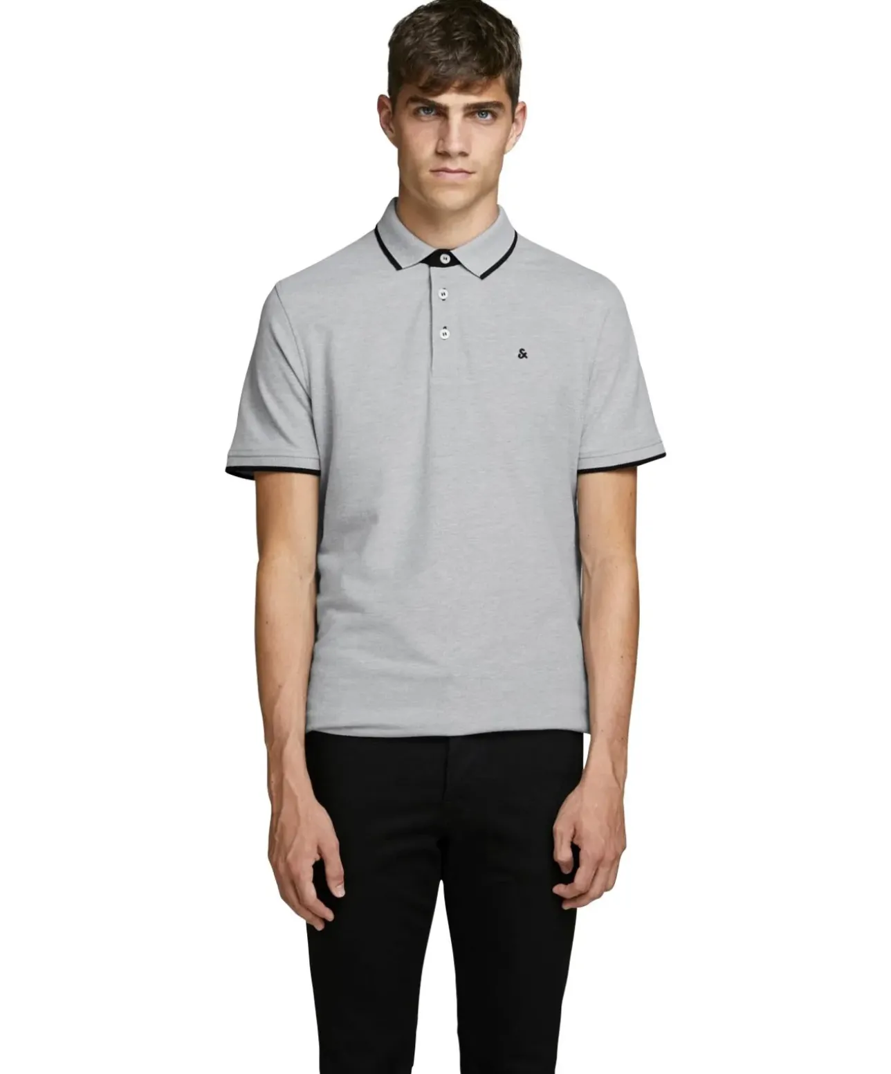 Jack & Jones Basic-Poloshirt Epaulos in Hellgrau