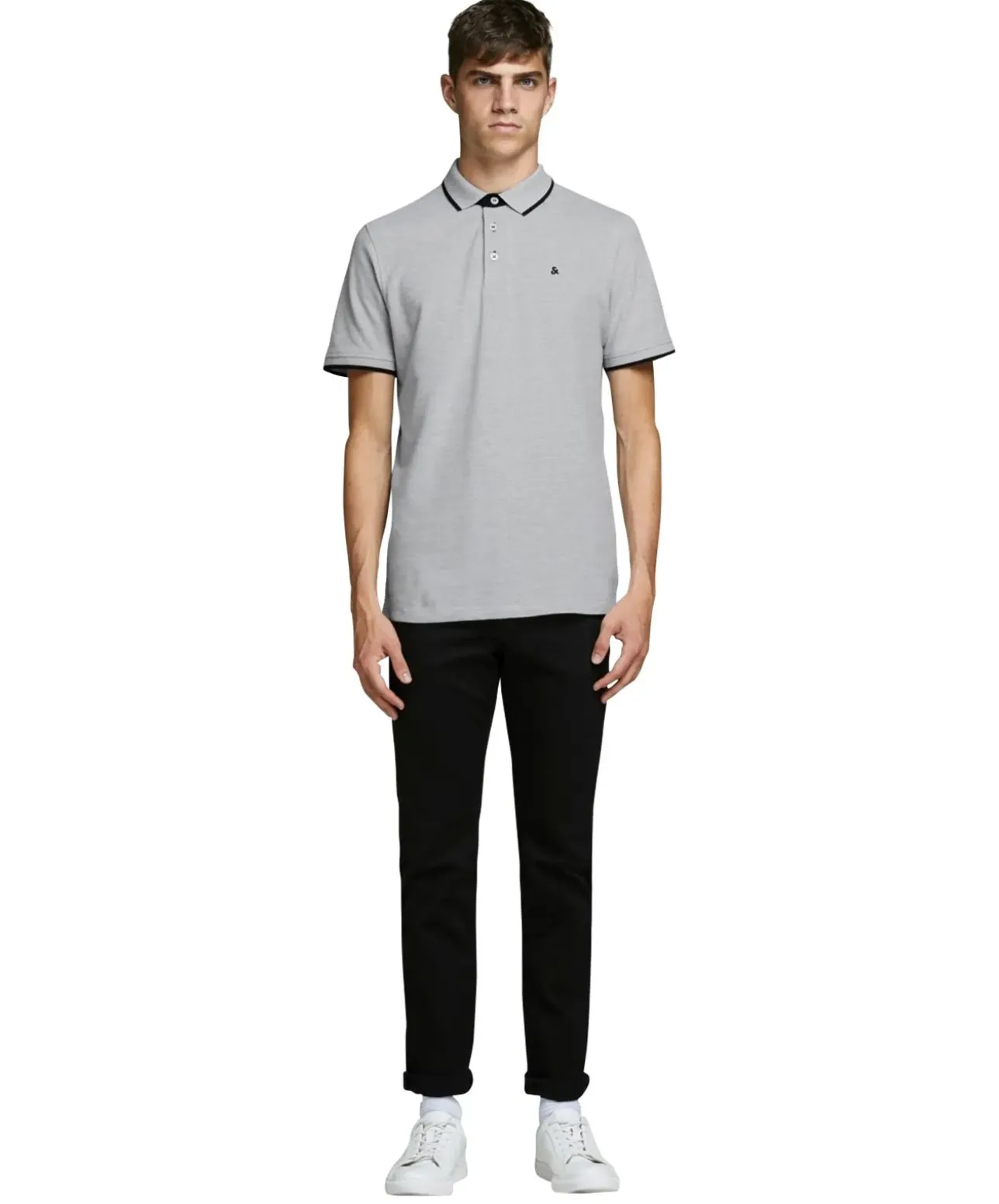 Jack & Jones Basic-Poloshirt Epaulos in Hellgrau