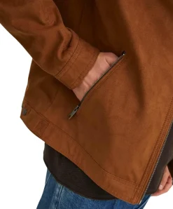 Jack & Jones Bikerjacke Rocky in hellbrauner Wildlederoptik