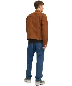 Jack & Jones Bikerjacke Rocky in hellbrauner Wildlederoptik