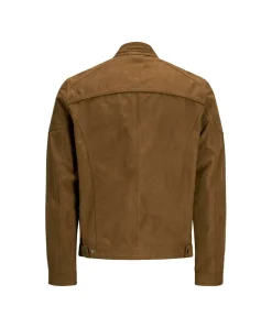 Jack & Jones Bikerjacke Rocky in hellbrauner Wildlederoptik