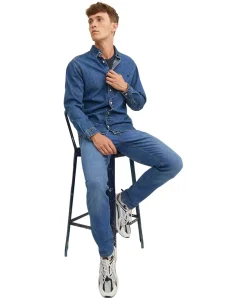 Jack & Jones Glenn Jeans in blau mit schmaler Passform