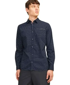 Jack & Jones Hemd Eremy in Dunkelblau mit Punkten