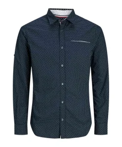 Jack & Jones Hemd Eremy in Dunkelblau mit Punkten