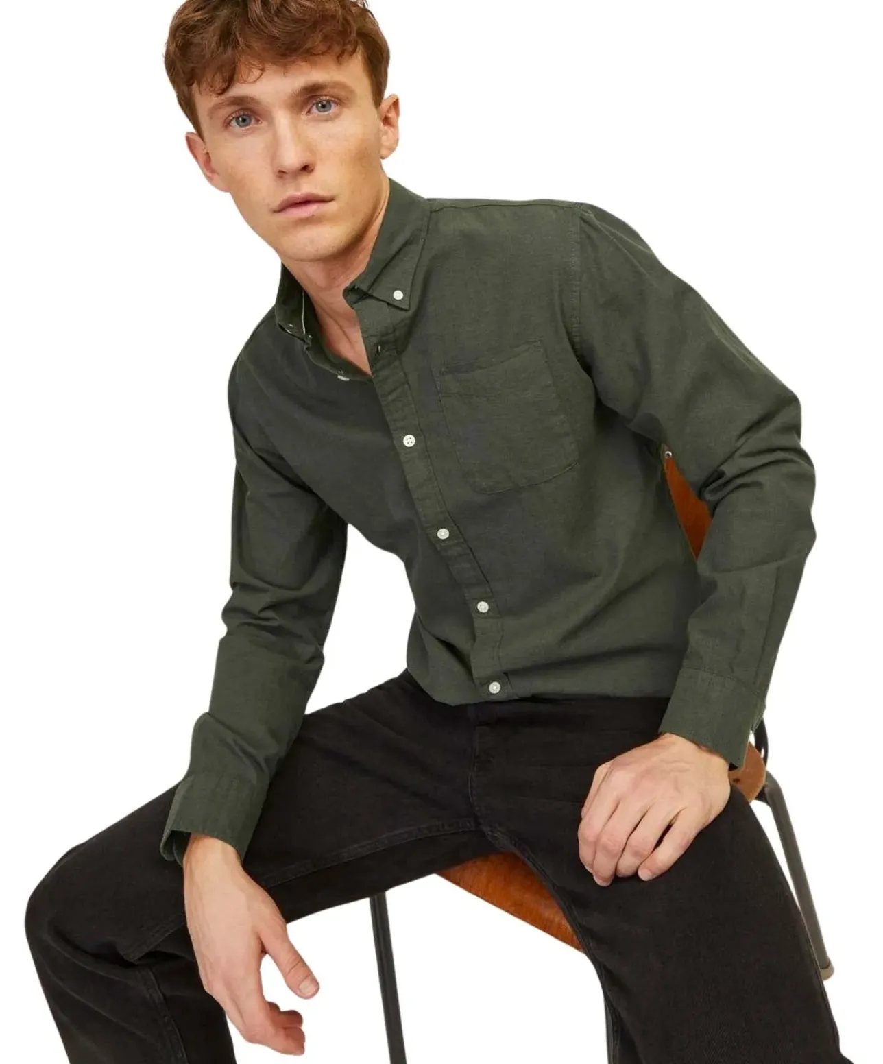 Jack & Jones Hemd Oxford mit Slim Fit in Dunkelgrün