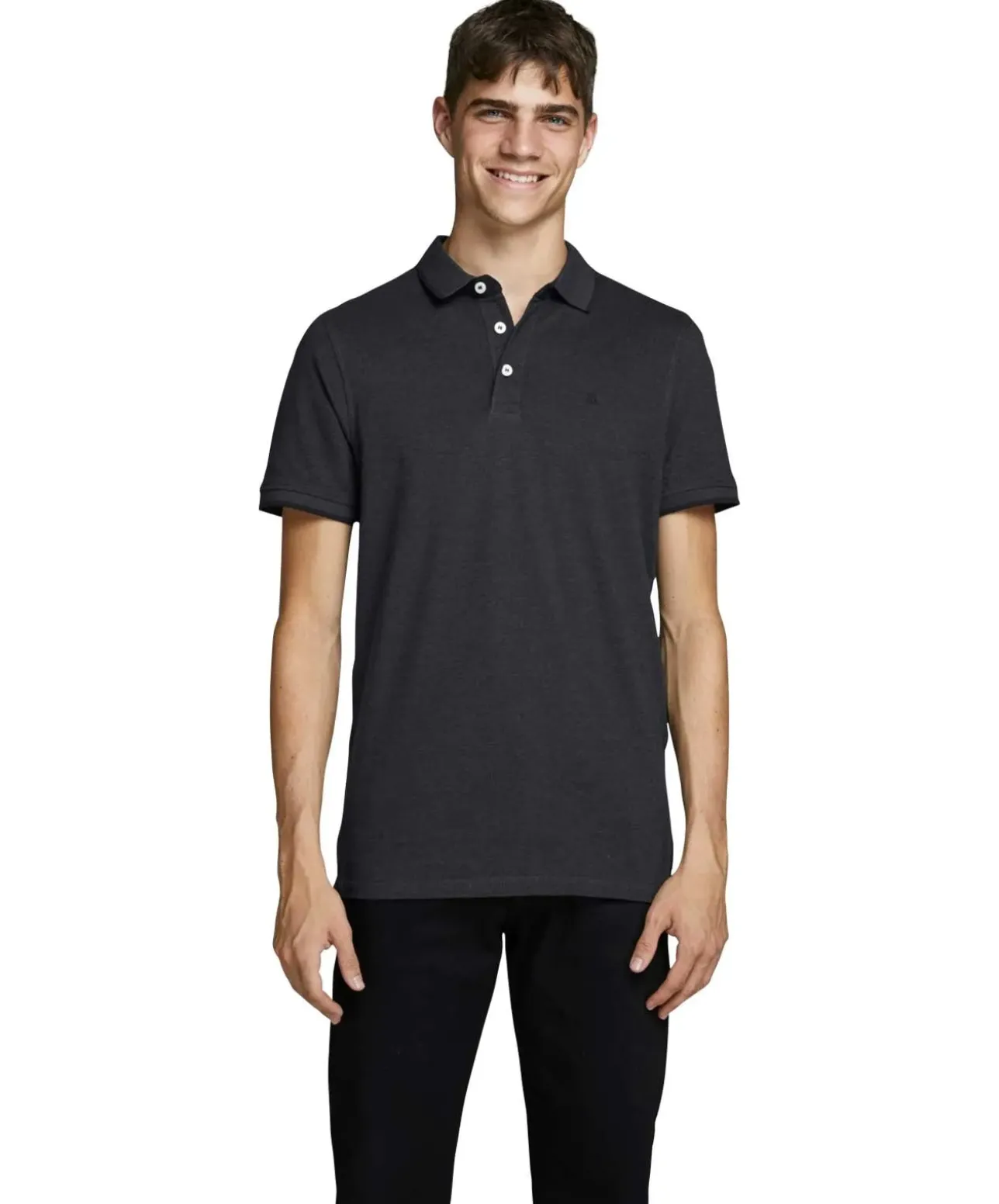 Jack & Jones Herren-Poloshirt Epaulos in Dunkelgrau