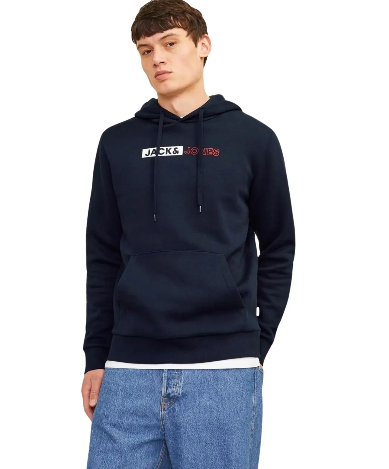 Jack & Jones Hoodie in Dunkelblau mit Logo Print