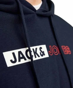 Jack & Jones Hoodie in Dunkelblau mit Logo Print