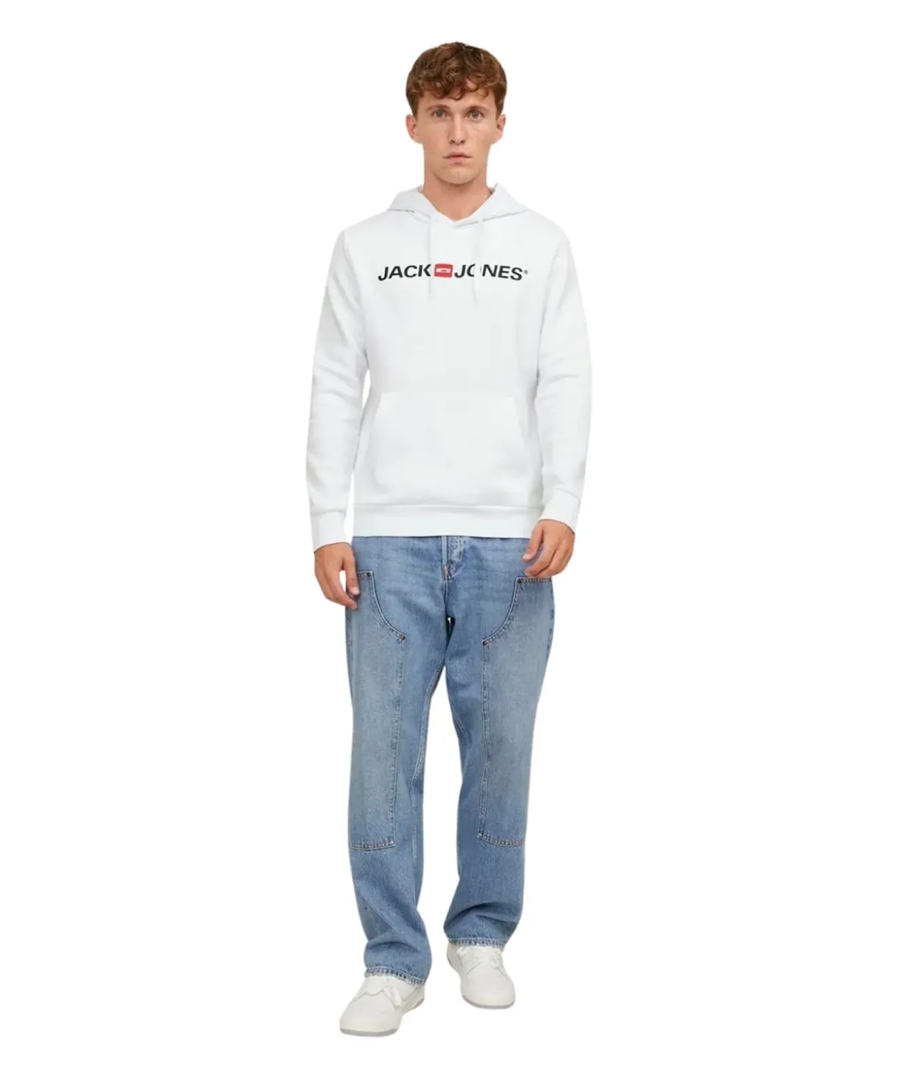 Jack & Jones Hoodie mit Logo in weiß aus Sweatstoff