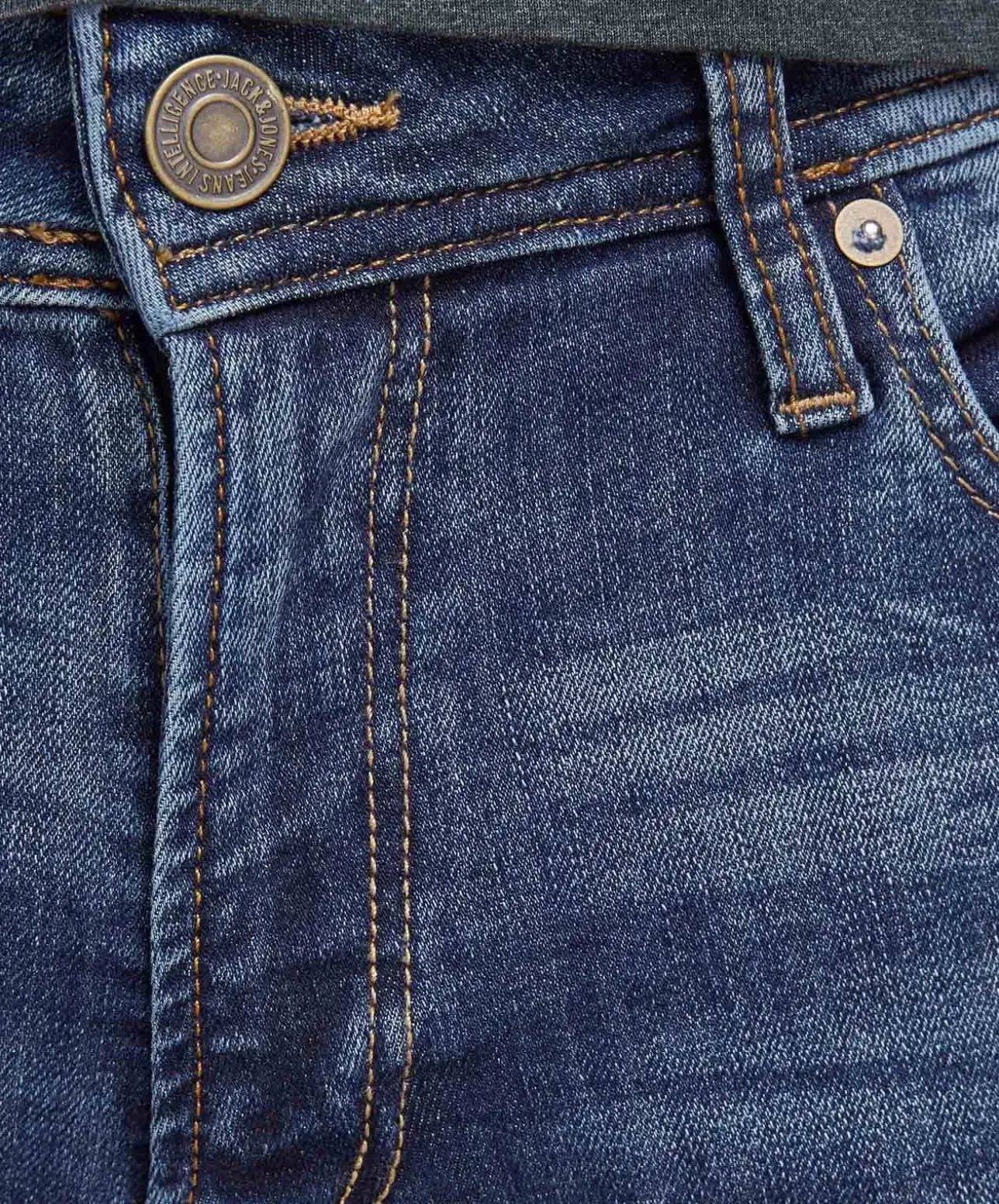 Jack & Jones Jeans Skinny Fit Liam in mittelblauem Used-Look