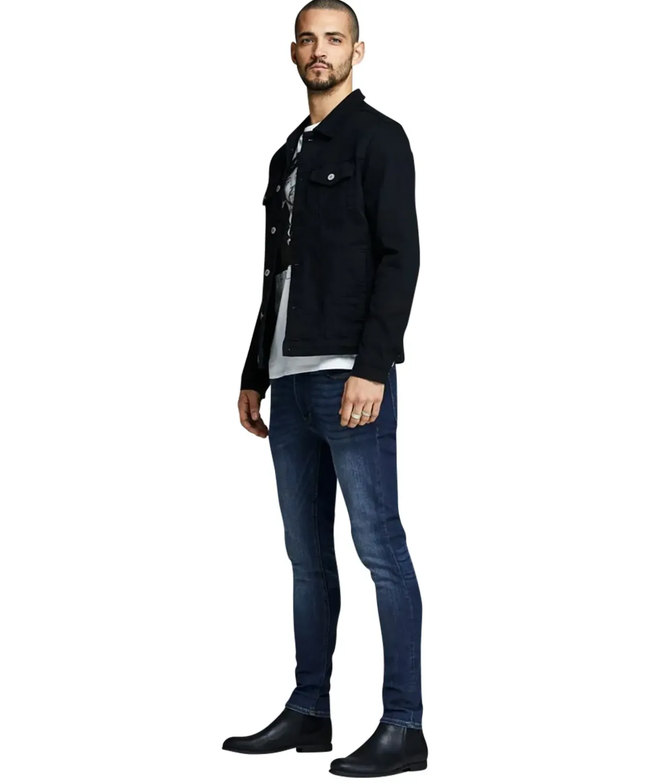 Jack & Jones Jeans Skinny Fit Liam dunklem Used-Look