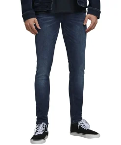 Jack & Jones Jeans Skinny Fit Liam in blau mit Crinkeln