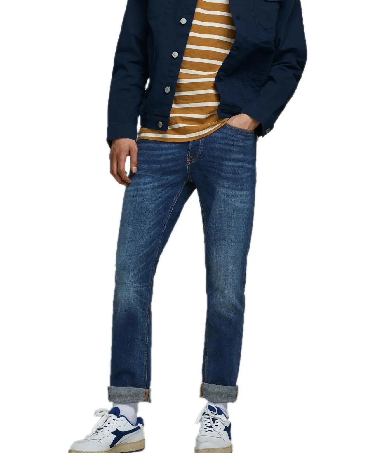 Jack & Jones Jeans Slim Fit Tim aus blauem Super-Stretch