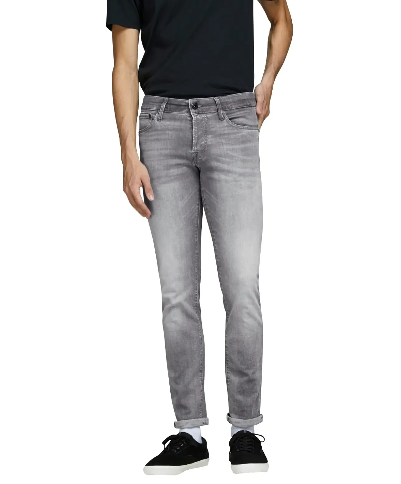 Jack & Jones Jeans Slim Fit Glenn Icon in gebleichtem Grau