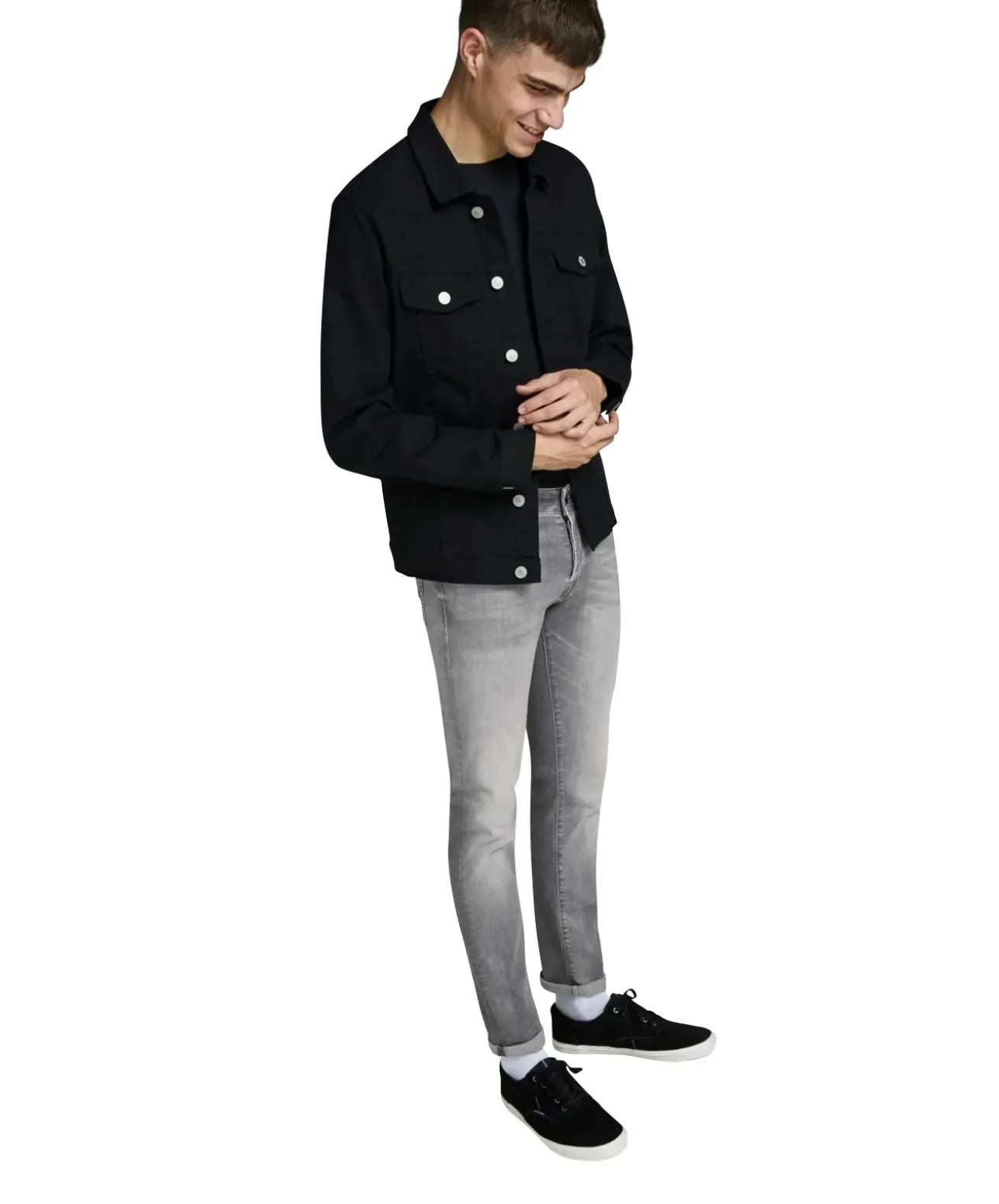 Jack & Jones Jeans Slim Fit Glenn Icon in gebleichtem Grau
