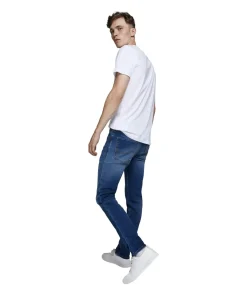 Jack & Jones Jeans Slim Fit Glenn aus mittelblauem Sweat-Stoff