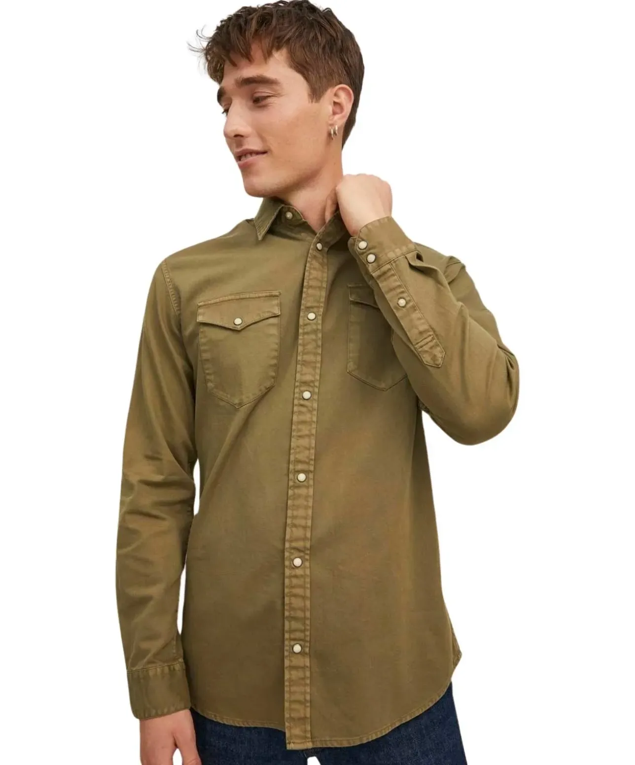 Jack & Jones Jeanshemd Heridan Shirt in Dunkelgrün