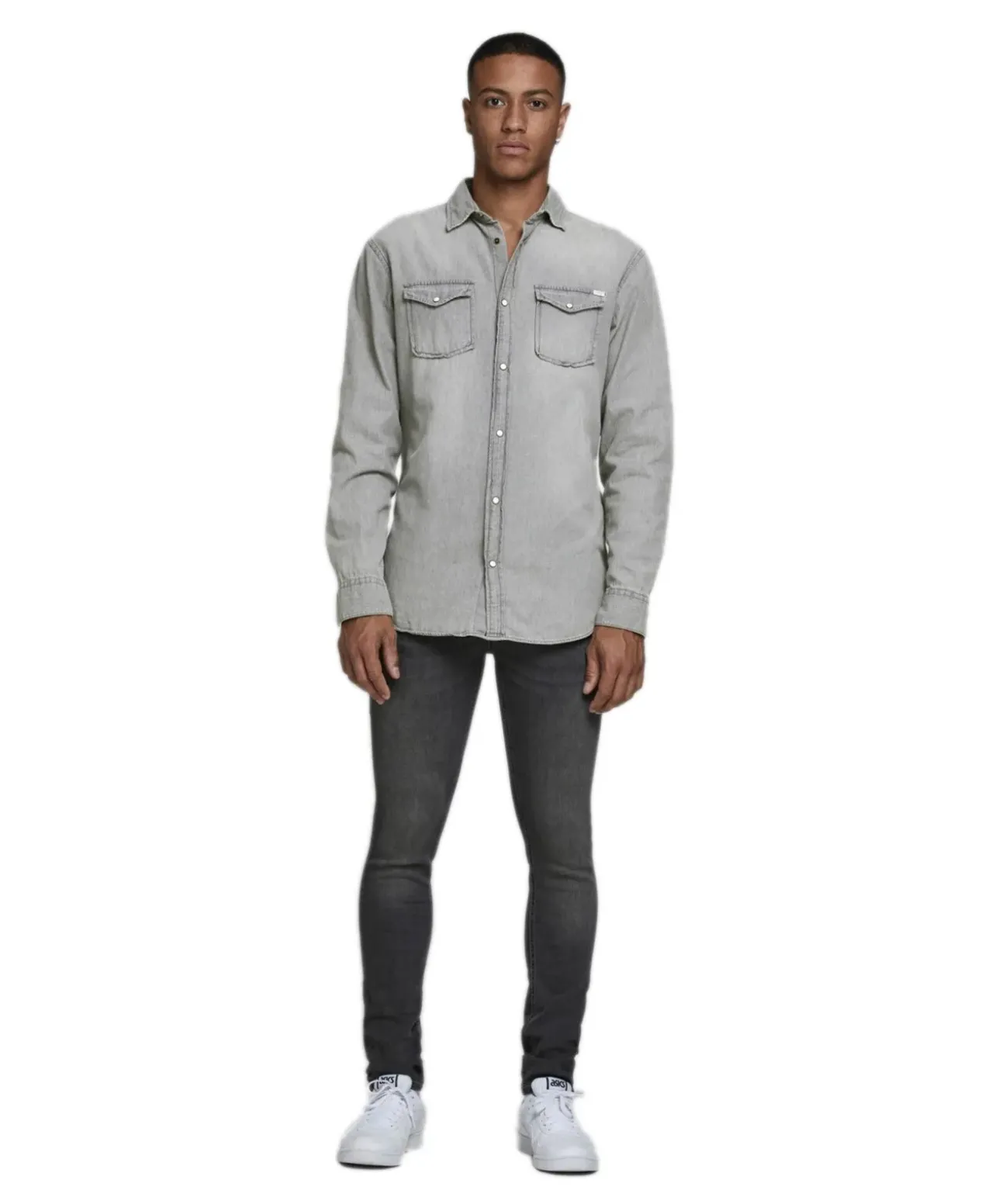Jack & Jones Jeanshemd Heridan in grauer Used-Waschung