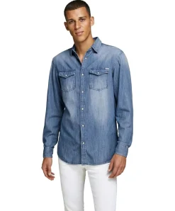 Jack & Jones Jeanshemd Heridan Shirt in blauer Used-Optik