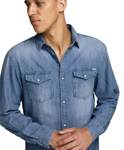 Jack & Jones Jeanshemd Heridan Shirt in blauer Used-Optik