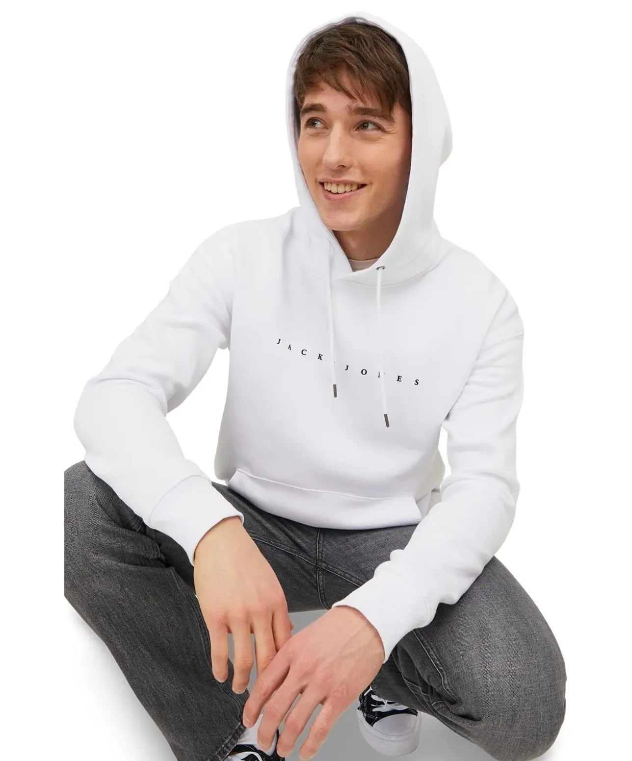 Jack & Jones Kapuzenpullover Star in Weiß mit Kordelzug