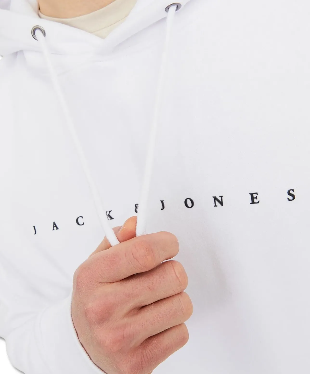 Jack & Jones Kapuzenpullover Star in Weiß mit Kordelzug