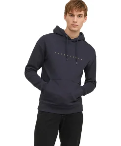 Jack & Jones Kapuzenpullover Star mit Kordeln in Blau